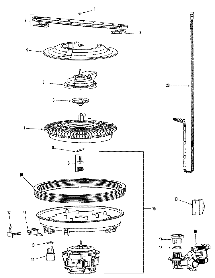 PUMP & MOTOR Diagram and Parts List for  Jenn-Air Dishwasher