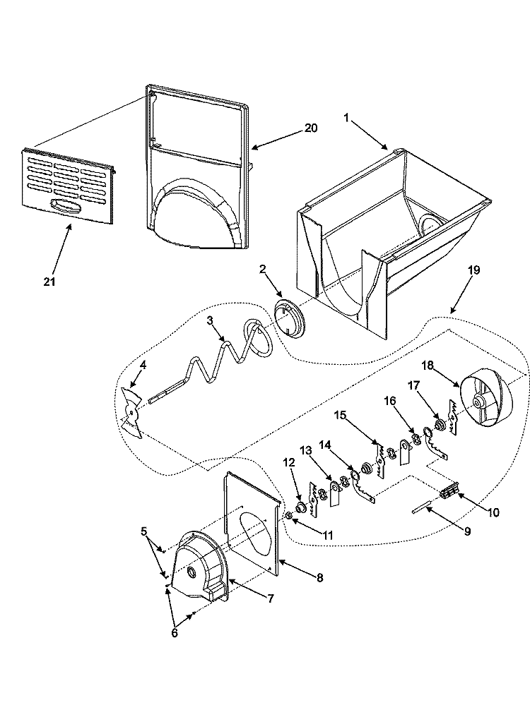 ICE BUCKET ASSY Diagram and Parts List for  Amana Refrigerator