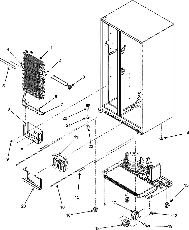 EVAP / ROLLERS / WATER TANK (GC2225GEK3 / 5 / 9) Diagram and Parts List for  Maytag Refrigerator