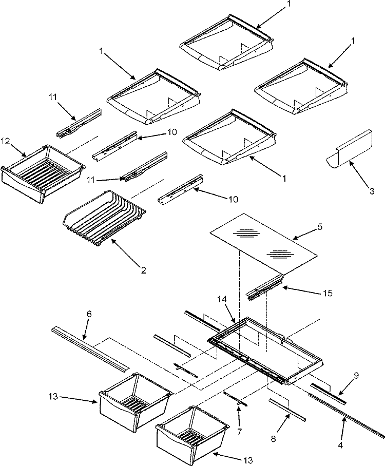 REFRIGERATOR SHELVES Diagram and Parts List for PBF2255HEB  Maytag Refrigerator