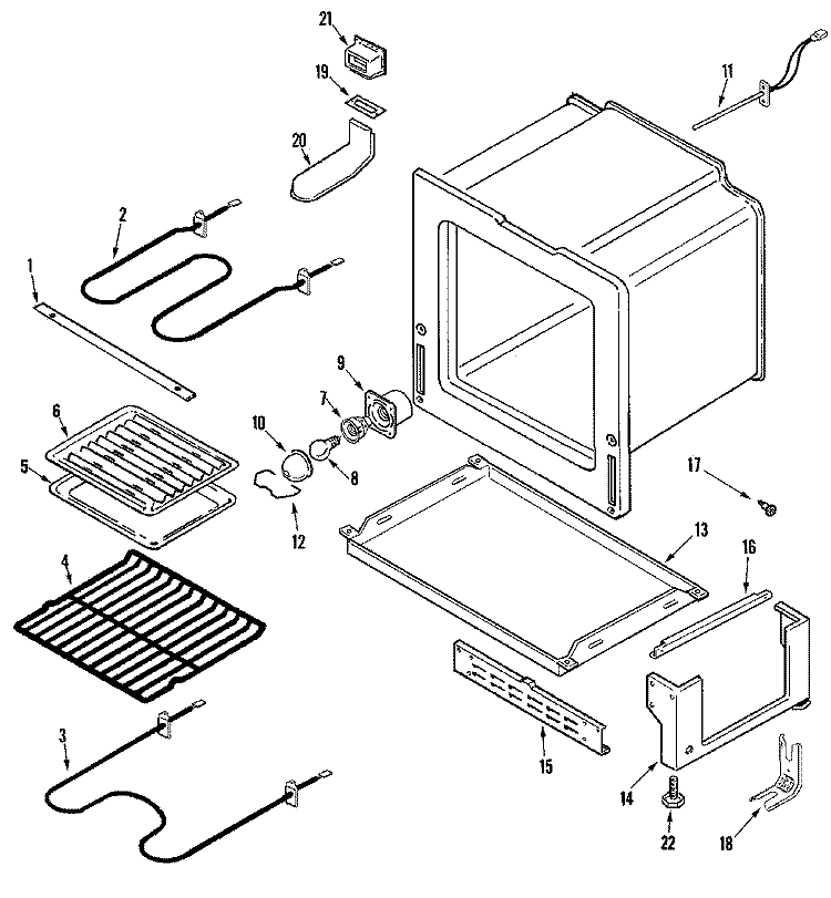OVEN / BASE Diagram and Parts List for  Magic Chef Range