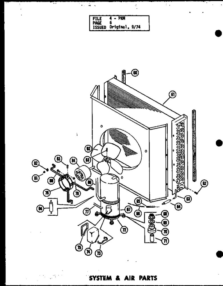 System And Air Parts 1 Diagram and Parts List for PKM3-1H P55196-5C Amana Air Conditioner
