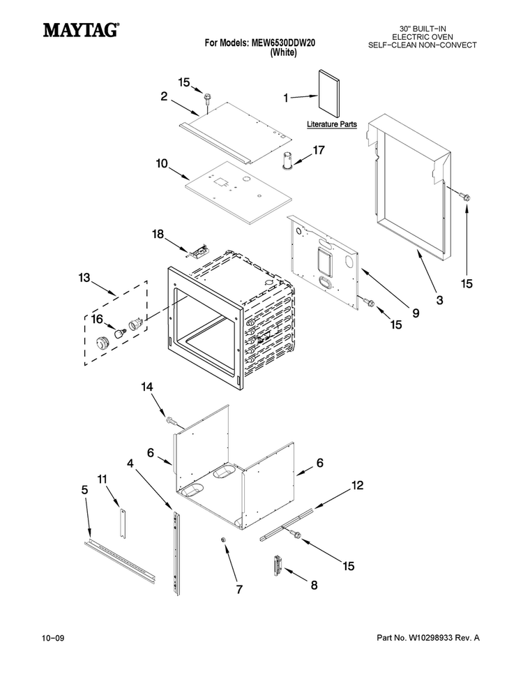 Oven Parts Diagram and Parts List for MEW6530DDW20  Maytag Wall Oven