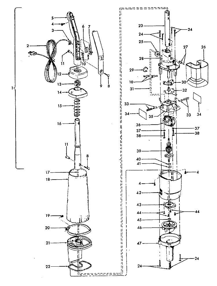 MOTOR ASSEMBLY, BAG & MOTORHOUSING Diagram and Parts List for S2139080  Hoover Upright Vacuum