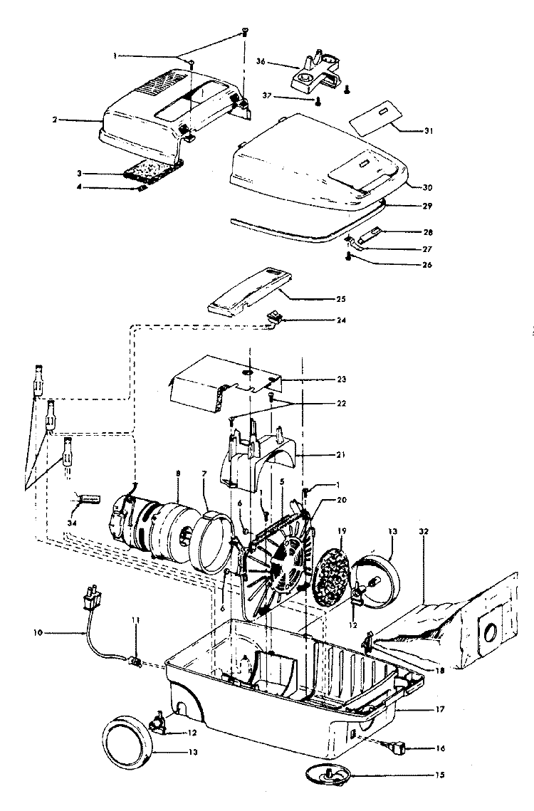 MAINHOUSING Diagram and Parts List for S3405---  Hoover Upright Vacuum