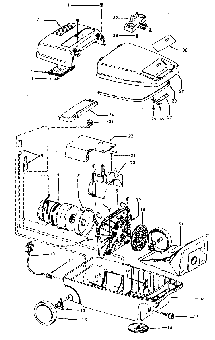MAINHOUSING, MOTOR ASSEMBLY Diagram and Parts List for S3420---  Hoover Upright Vacuum