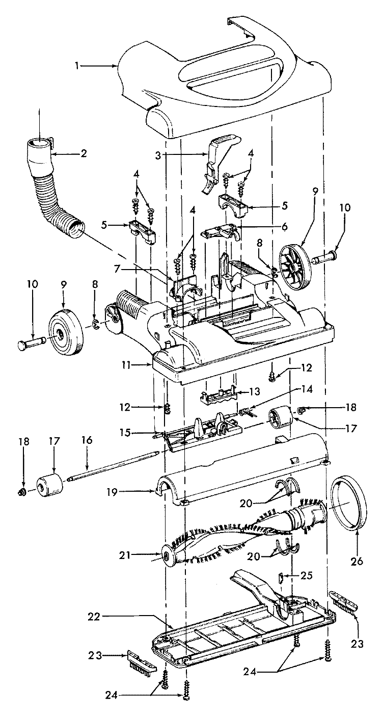 AGITATOR, MAINBODY Diagram and Parts List for U5465916  Hoover Upright Vacuum