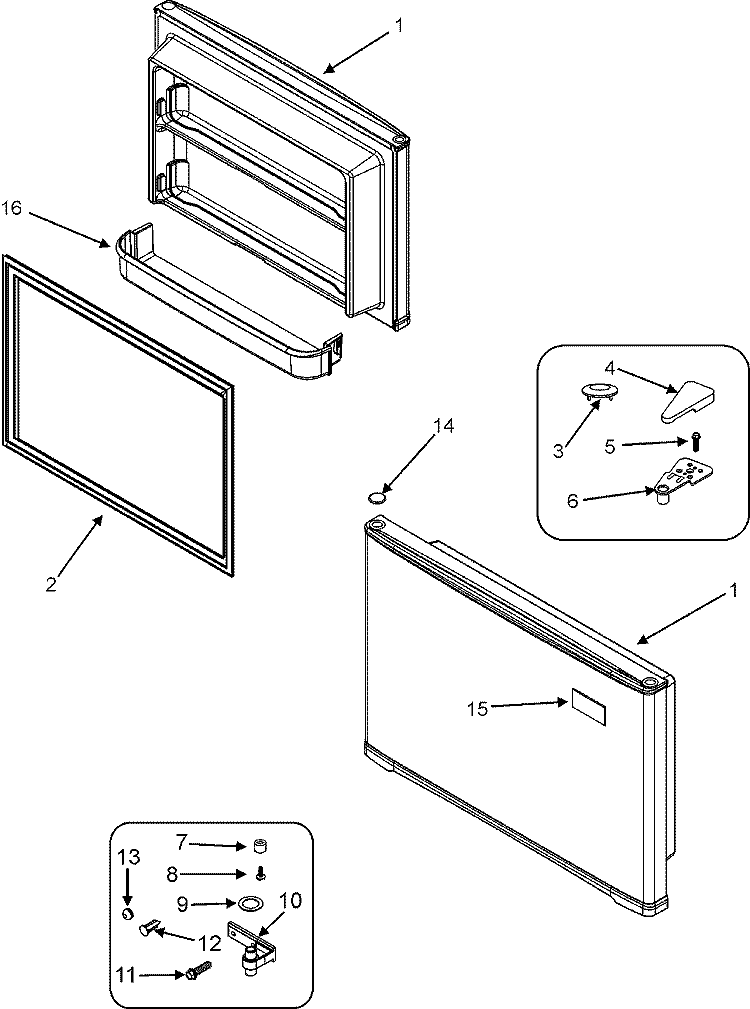 FREEZER DOOR Diagram and Parts List for  Crosley Refrigerator