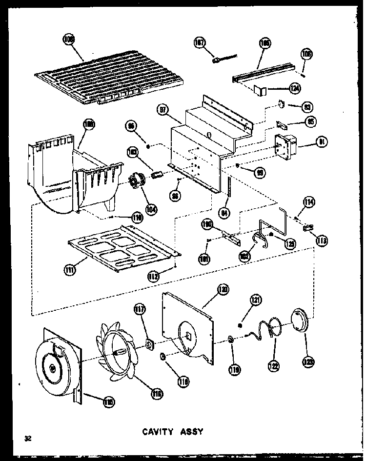 Cavity Assy Diagram and Parts List for SDI22W-C-P60340-74WC  Amana Refrigerator