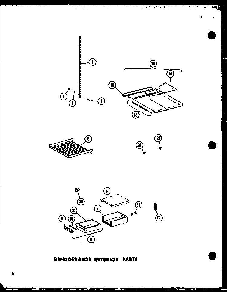 Refrigerator Interior Parts Diagram and Parts List for SP19E-G-P74870-13WG  Amana Refrigerator