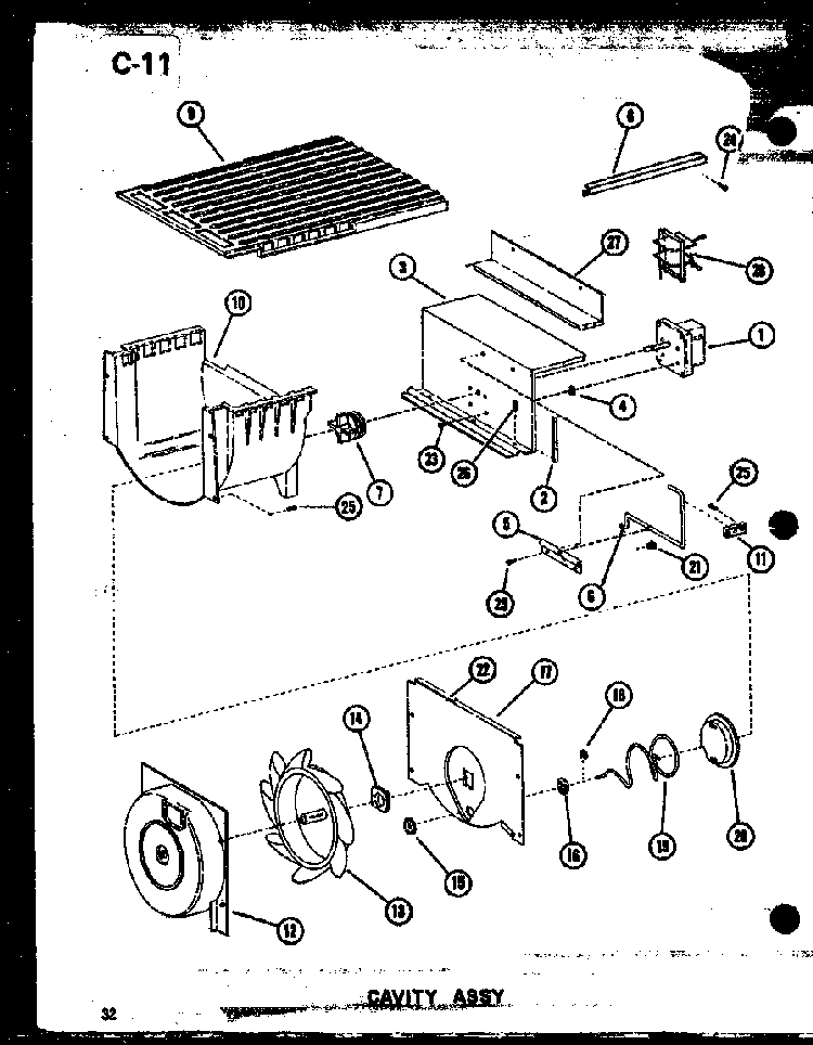 Cavity Assy Diagram and Parts List for SDI22E-L-P74870-6WL  Amana Refrigerator