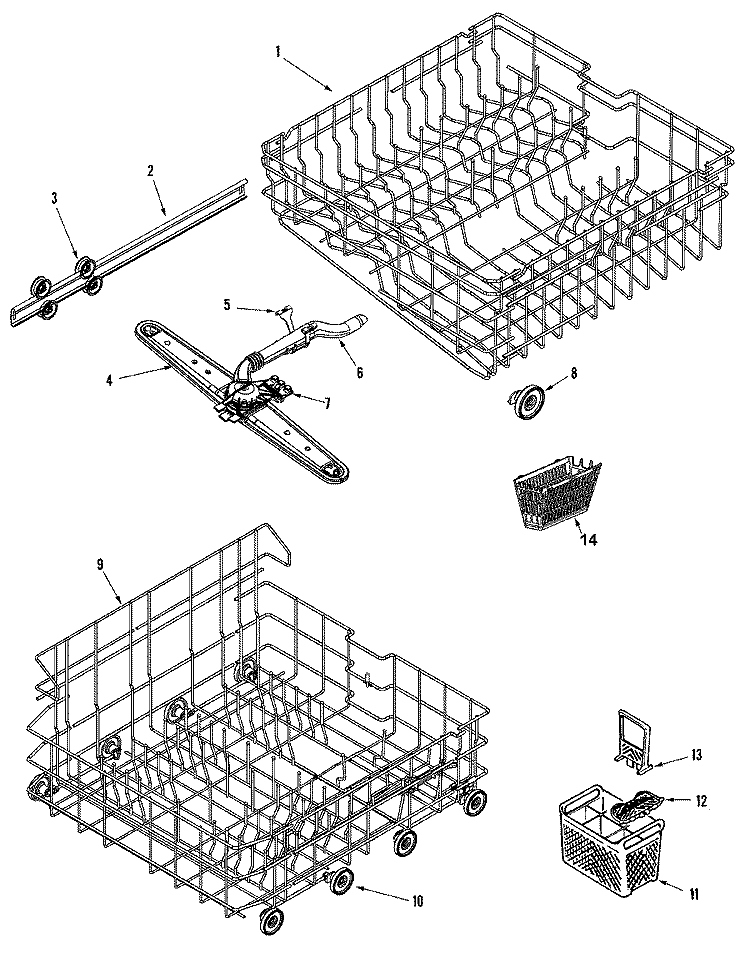 TRACK & RACK ASSEMBLY Diagram and Parts List for  Maytag Dishwasher