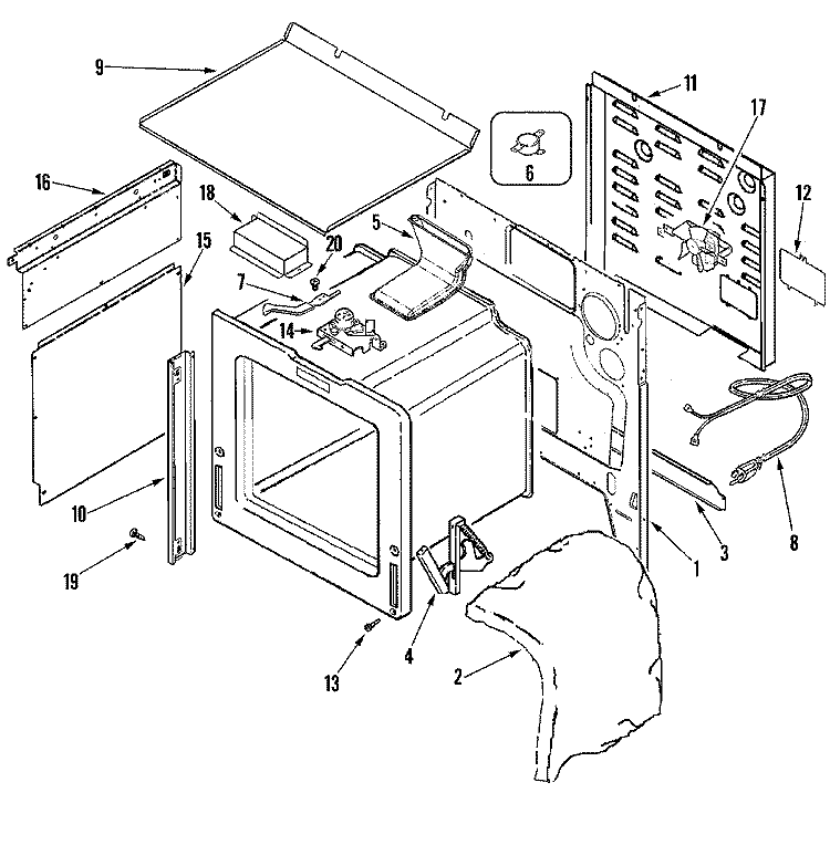 BODY Diagram and Parts List for  Amana Range