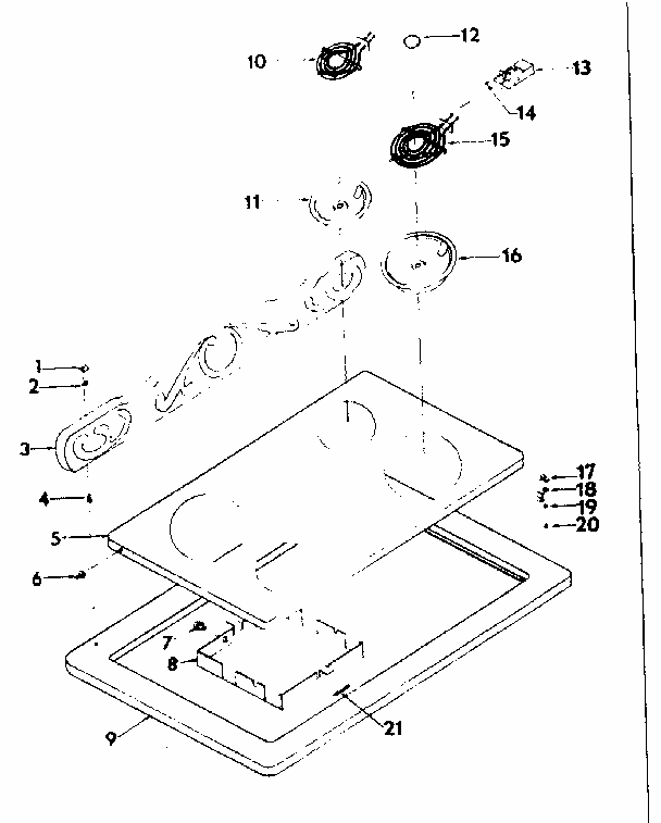 Cook Top Assembly Diagram and Parts List for 1439007000  Kenmore Range