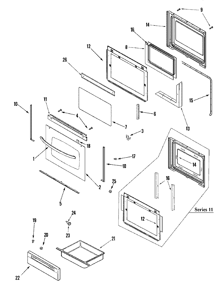 DOOR / DRAWER (SLV) Diagram and Parts List for  Amana Range