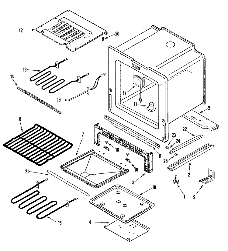 OVEN / BASE Diagram and Parts List for  Jenn-Air Range