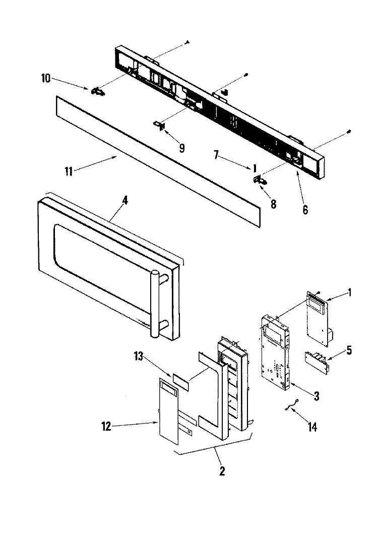 CONTROL PANEL / DOOR / GRILLE Diagram and Parts List for  Jenn-Air Microwave