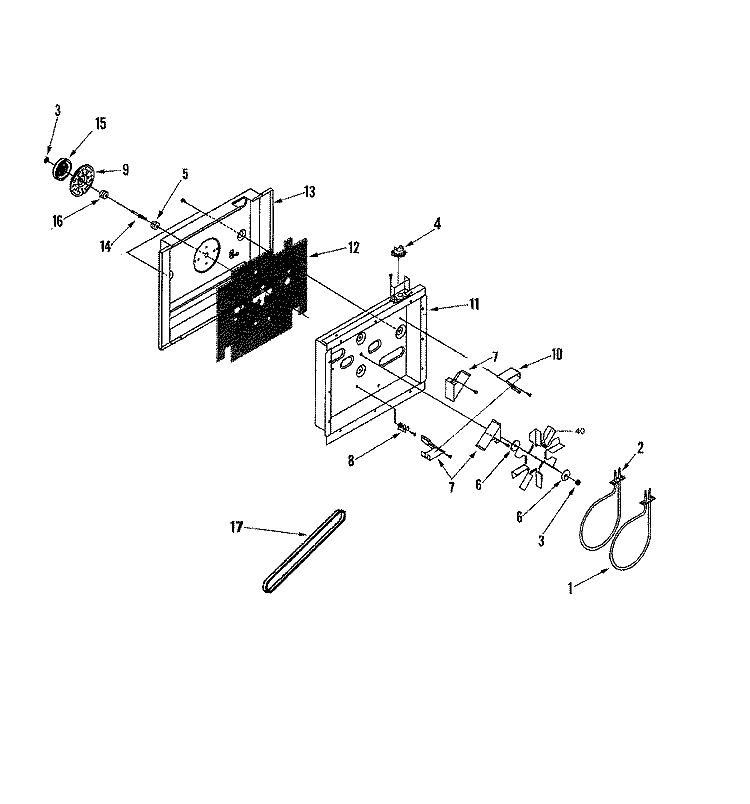 CONVECTION FAN ASSEMBLY Diagram and Parts List for  Jenn-Air Microwave