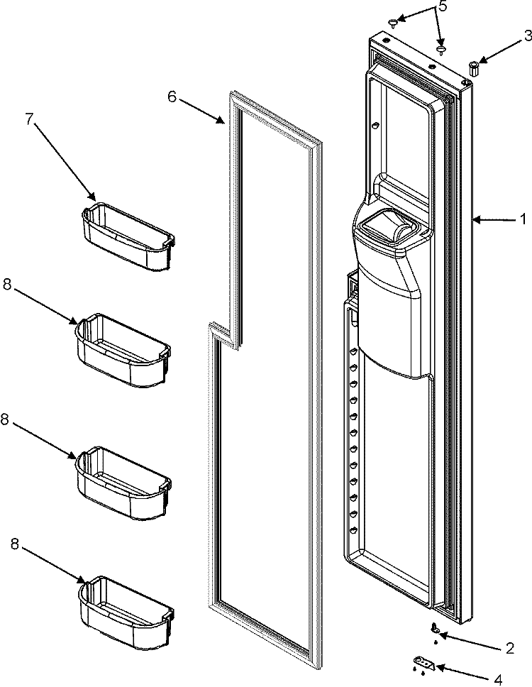 FREEZER DOOR Diagram and Parts List for  Maytag Refrigerator