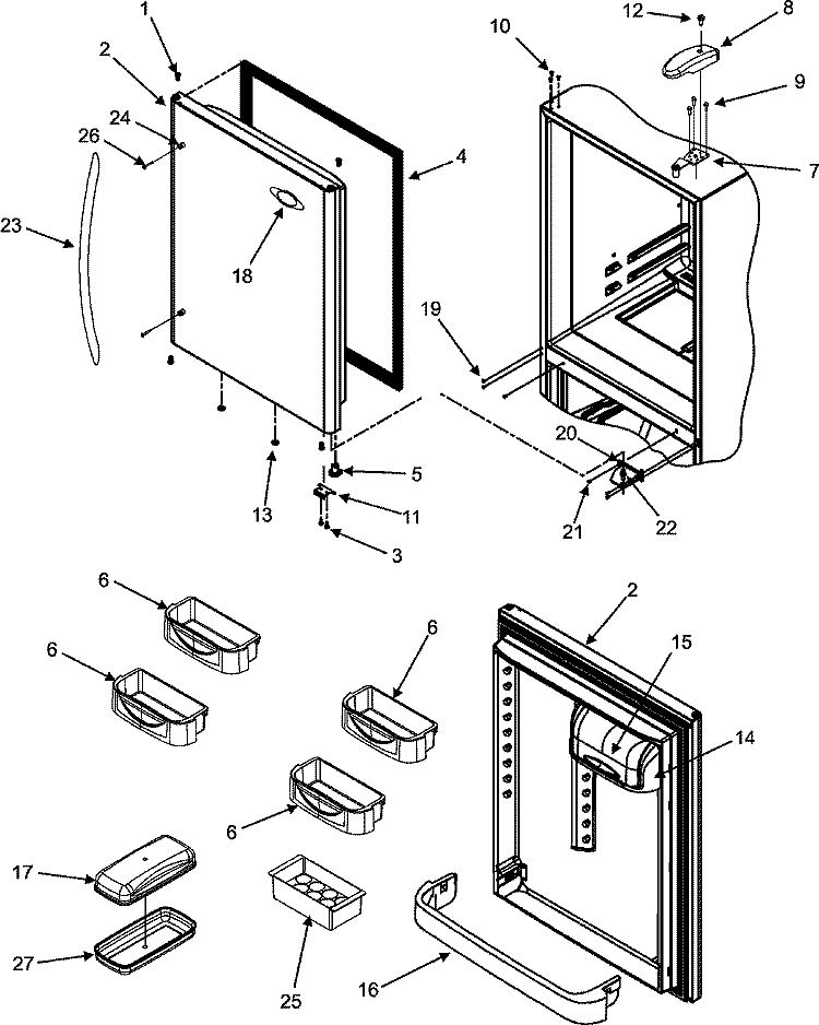 REFRIGERATOR DOOR Diagram and Parts List for MBL2262KES  Maytag Refrigerator
