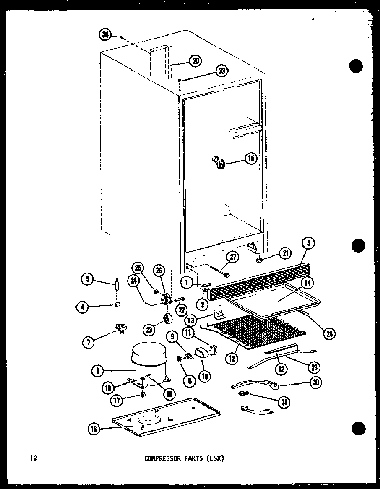 Compressor Parts Diagram and Parts List for ESR16B-P60303-79W  Amana Refrigerator