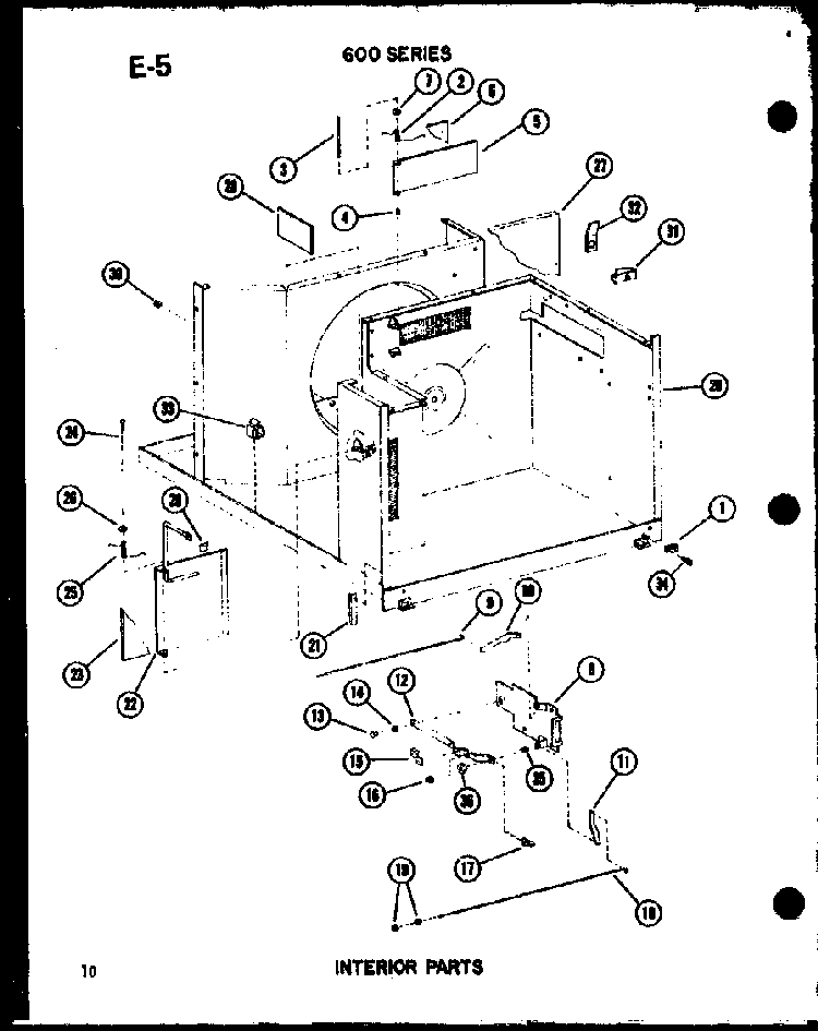 Interior Parts Diagram and Parts List for ES619-3S P67119-16R Amana Air Conditioner