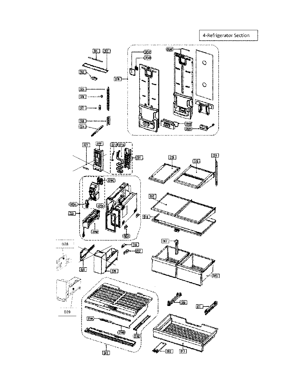 Refrigerator Section Diagram and Parts List for 11175032020  Kenmore Refrigerator