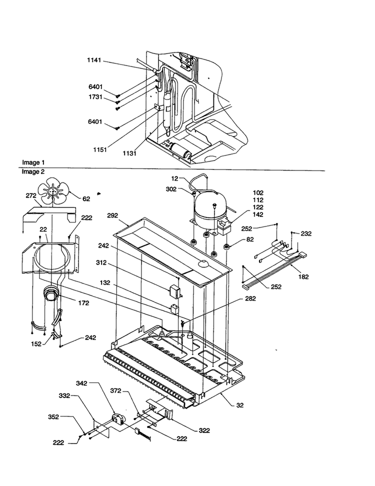 Machine Compartment Diagram and Parts List for BG21VW-P1325013WW  Amana Refrigerator