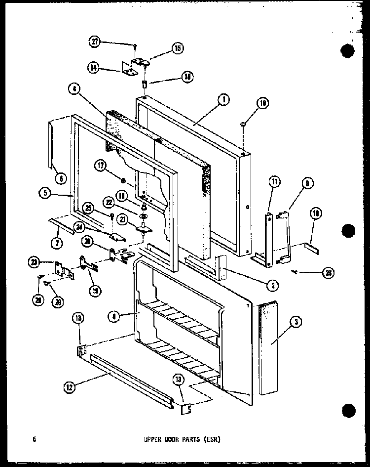 Upper Door Parts Diagram and Parts List for ESR16A-A-P60303-45WA  Amana Refrigerator