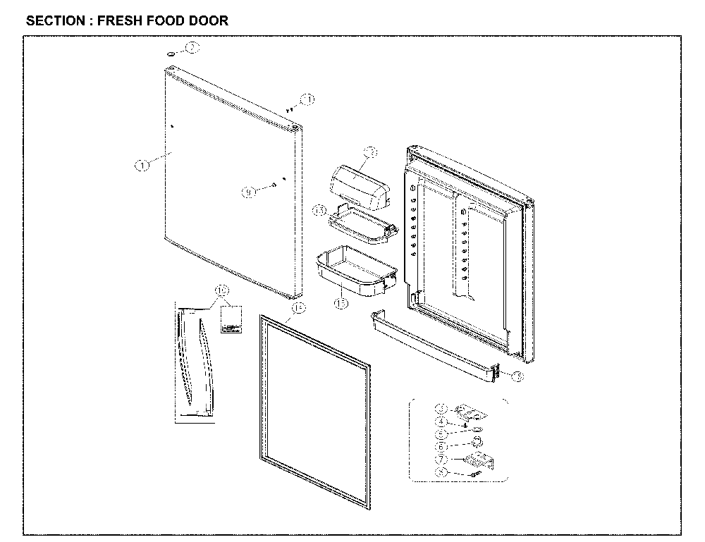Fresh Food Door Diagram and Parts List for 11161205714  Kenmore Refrigerator