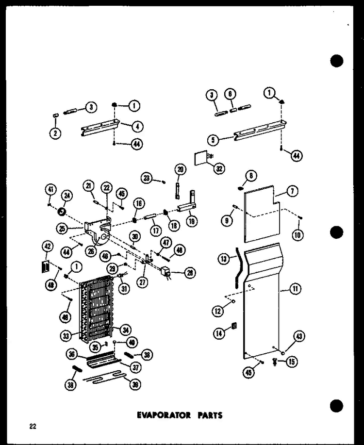 Evaporator Parts Diagram and Parts List for ESR22N-P73320-45W  Amana Refrigerator