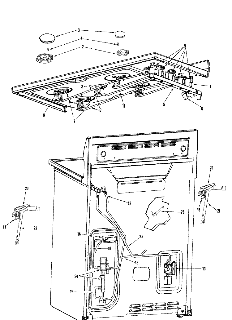 GAS CONTROLS Diagram and Parts List for  Maytag Range