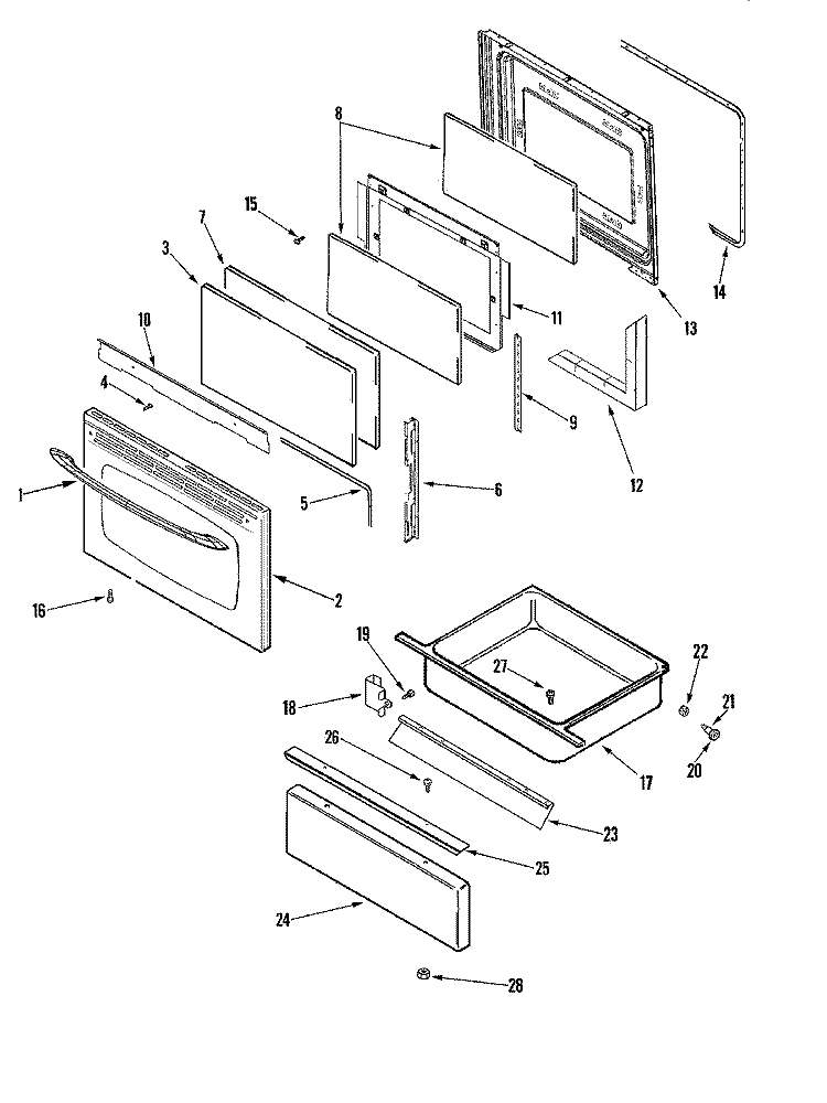 DOOR / DRAWER (STL) Diagram and Parts List for MERS751BAS  Maytag Range