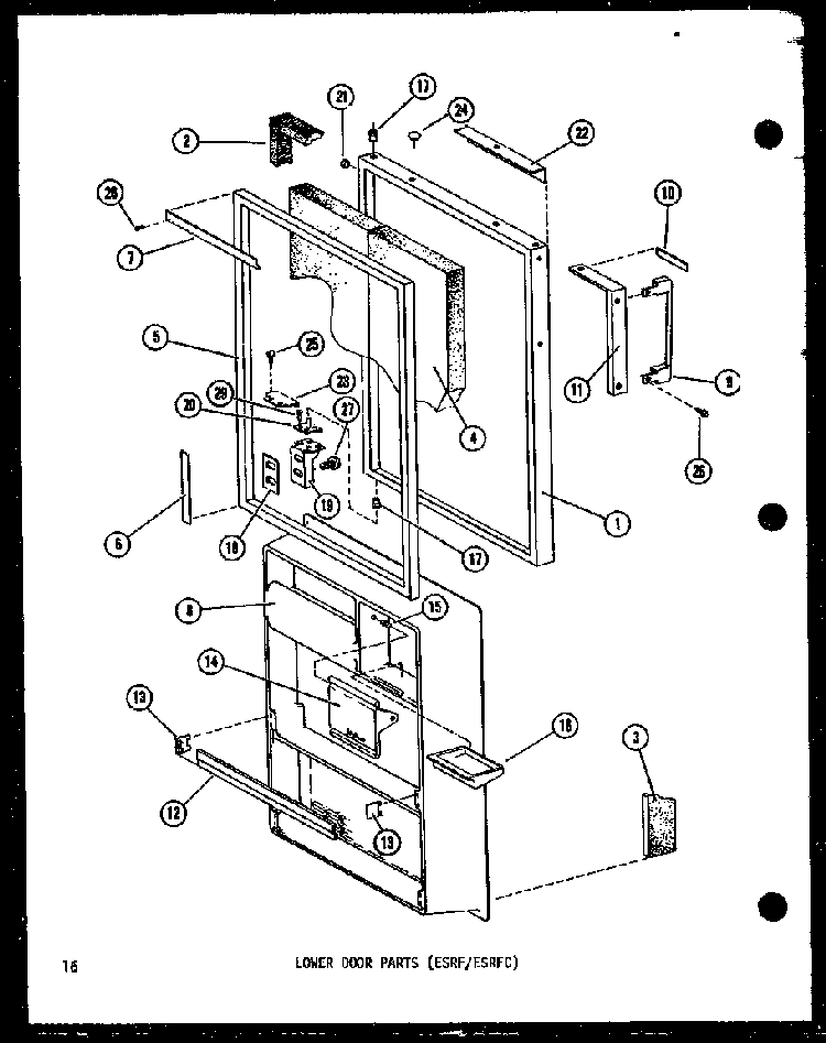 Lower Door Parts Diagram and Parts List for ESR16B-P60303-79W  Amana Refrigerator
