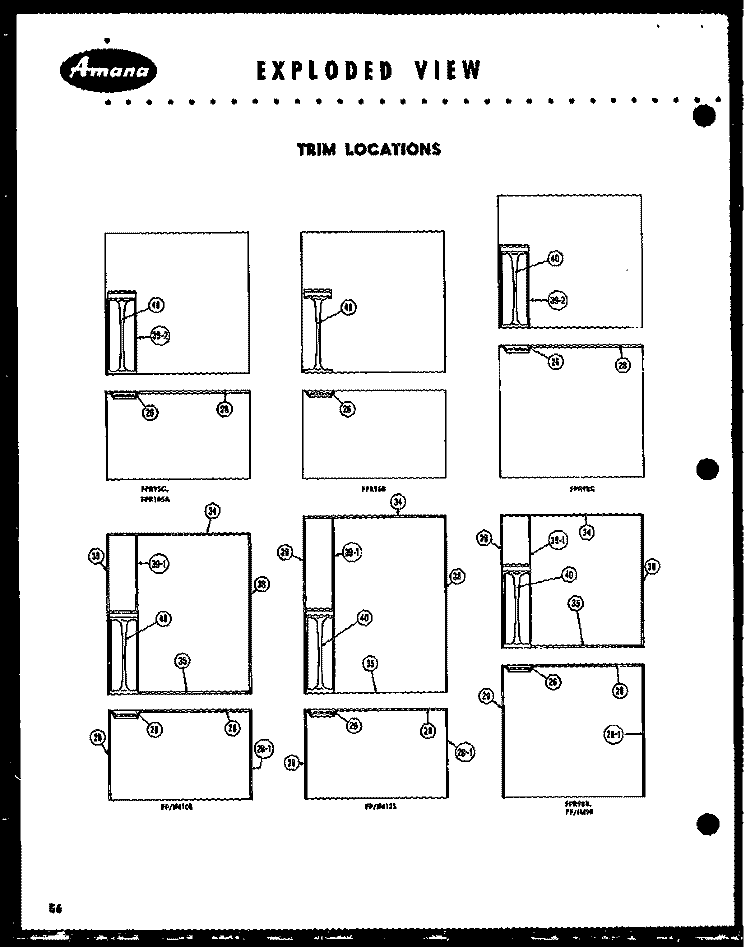 TRIM LOCATIONS Diagram and Parts List for FPR98LC  Amana Refrigerator