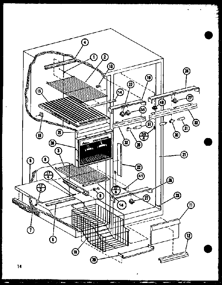 Freezer Shelves Diagram and Parts List for SDI22GL-P7745505WL  Amana Refrigerator