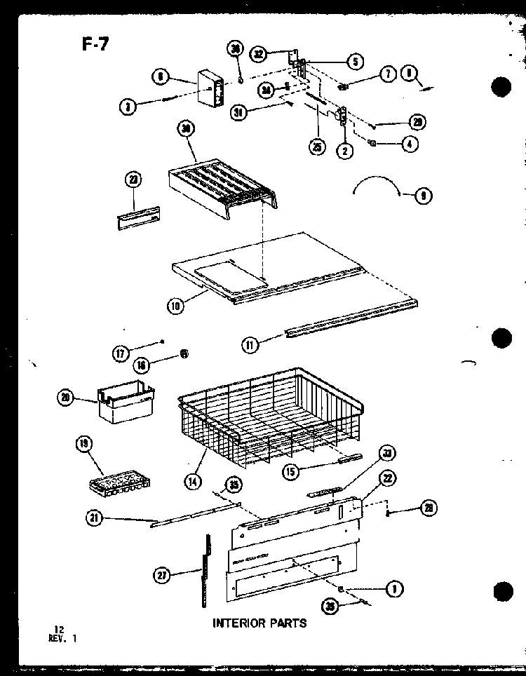 Section 1 Diagram and Parts List for ESBFC-16D-C-P74935-1WC  Amana Refrigerator