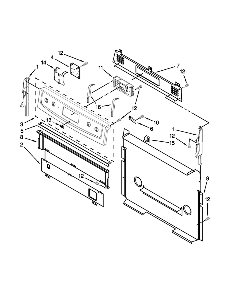Control Panel Parts Diagram and Parts List for  Maytag Range