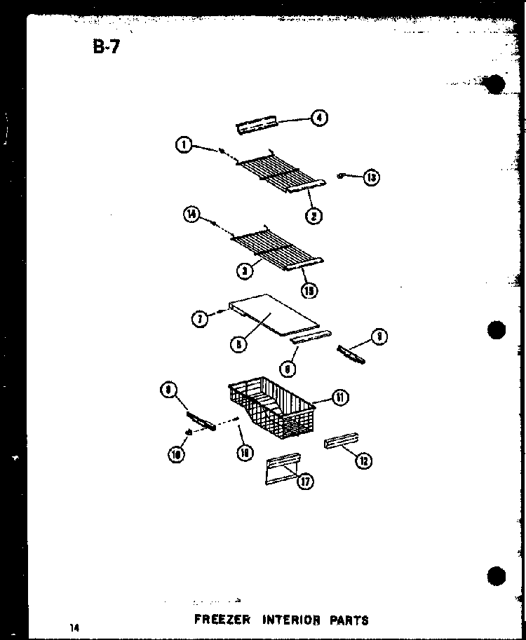 Freezer Interior Parts Diagram and Parts List for SDI22E-L-P74870-6WL  Amana Refrigerator
