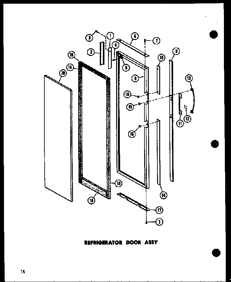 Refrigerator Door Assy Diagram and Parts List for ESR17N-A-P60350-55WA  Amana Refrigerator
