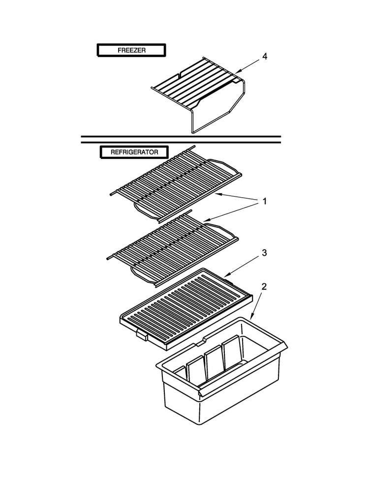 Shelf Parts Diagram and Parts List for  Amana Refrigerator