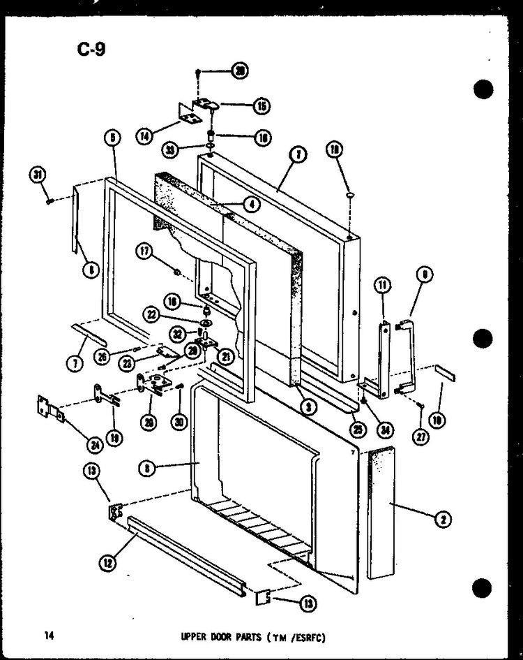 Upper Door Parts Diagram and Parts List for ESR16E-G-P73953-27WG  Amana Refrigerator