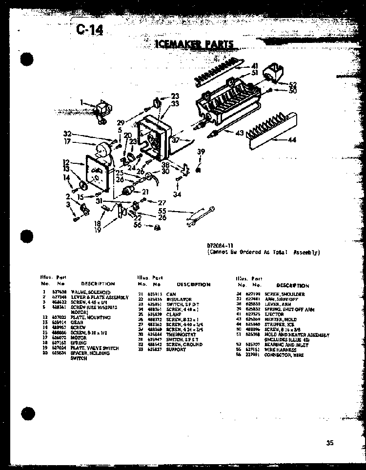 Icemaker Parts Diagram and Parts List for SDI22E-L-P74870-6WL  Amana Refrigerator