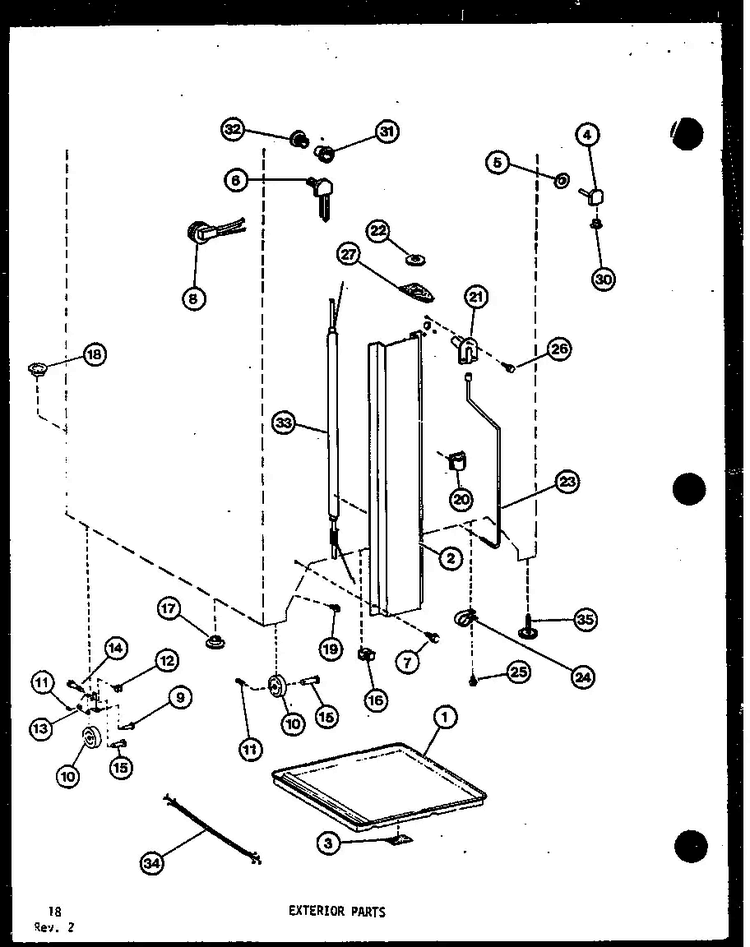 Exterior Parts Diagram and Parts List for IC5-2-P36415-6W  Amana Refrigerator