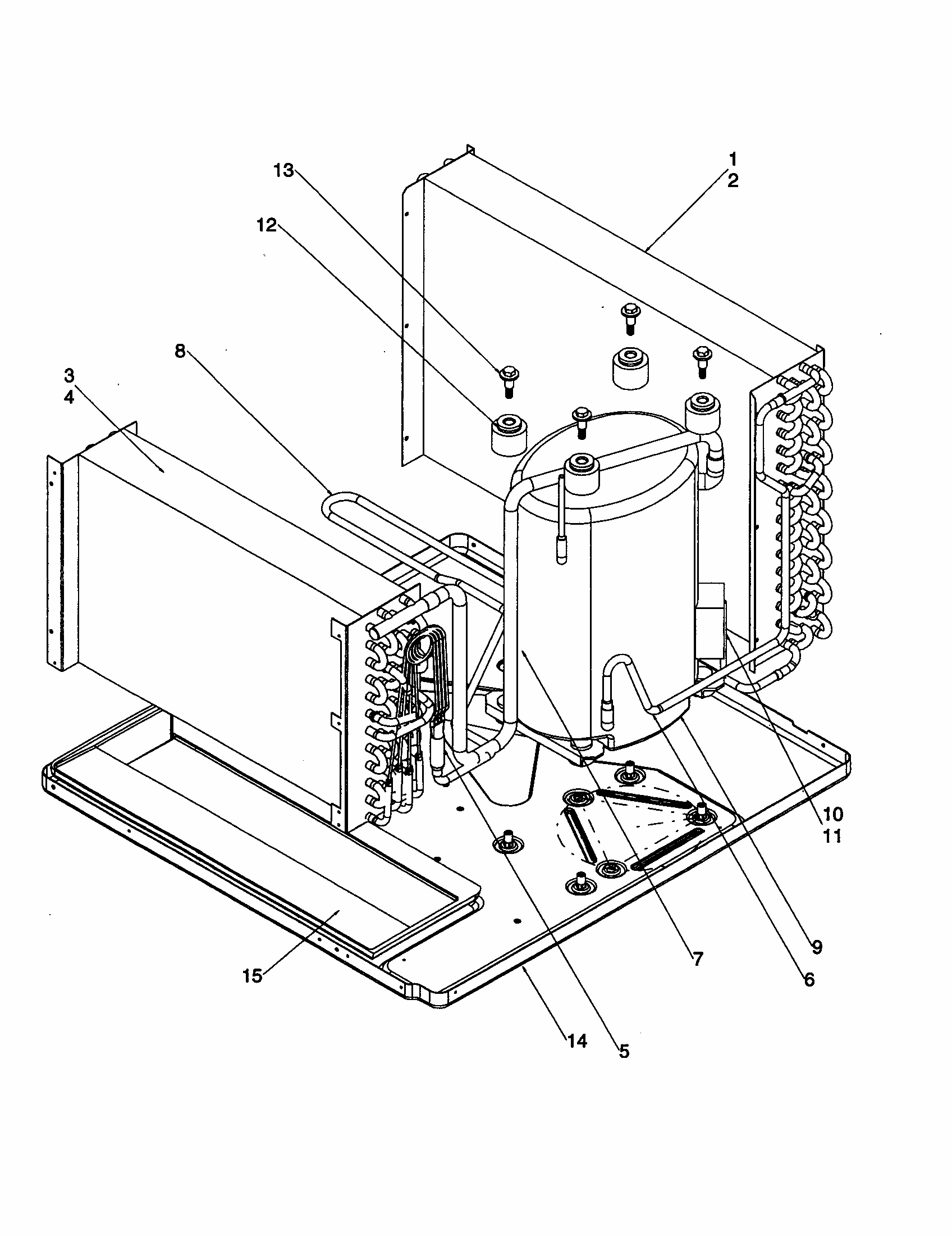 Evaporator/condenser/compressor Diagram and Parts List for RE18010C2D REV B Amana Air Conditioner