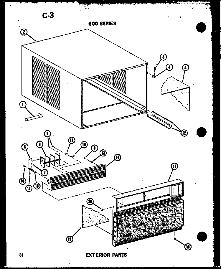 EXTERIOR PARTS Diagram and Parts List for 621-5J P5472052R Amana Air Conditioner