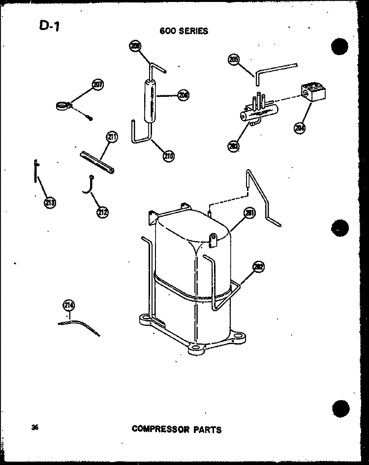COMPRESSOR PARTS Diagram and Parts List for 621-5J P5472052R Amana Air Conditioner