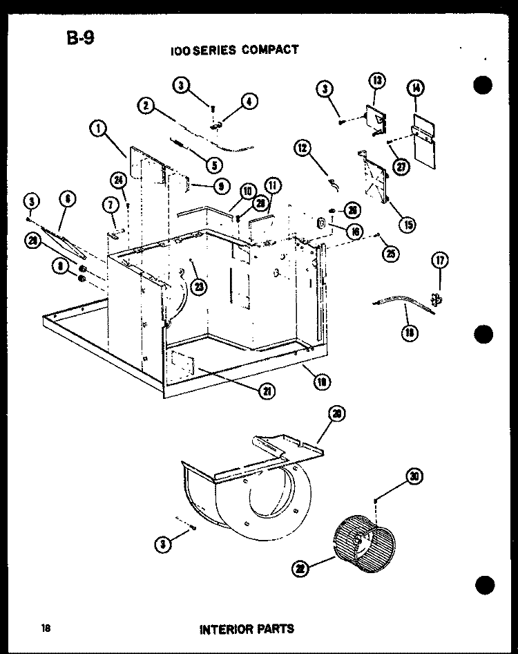 100 SERIES COMPACT INTERIOR PARTS Diagram and Parts List for ES108-2EK P6723121R Amana Air Conditioner