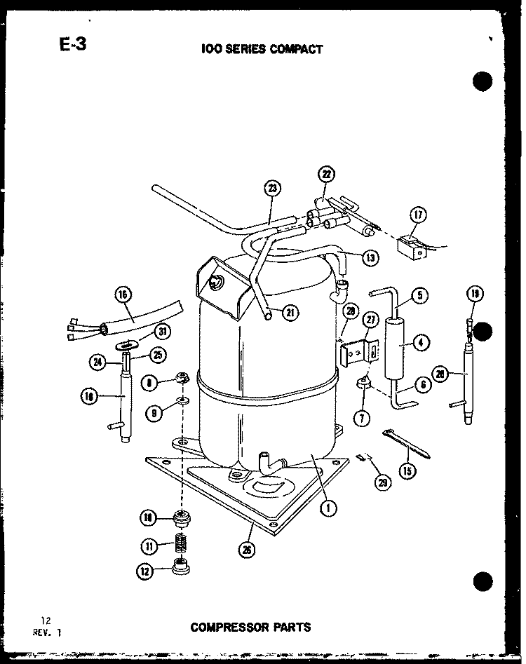 100 SERIES COMPACT COMPRESSOR PARTS Diagram and Parts List for ES1082HL P6723122R Amana Air Conditioner