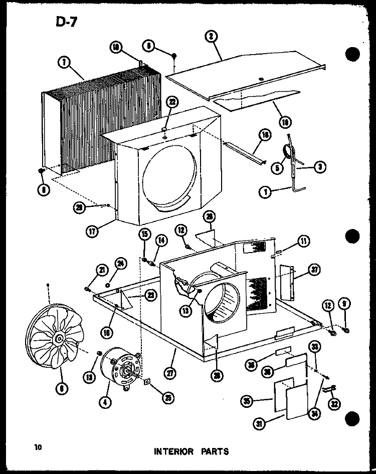 INTERIOR PARTS Diagram and Parts List for ES218D3ML P6753512R Amana Air Conditioner